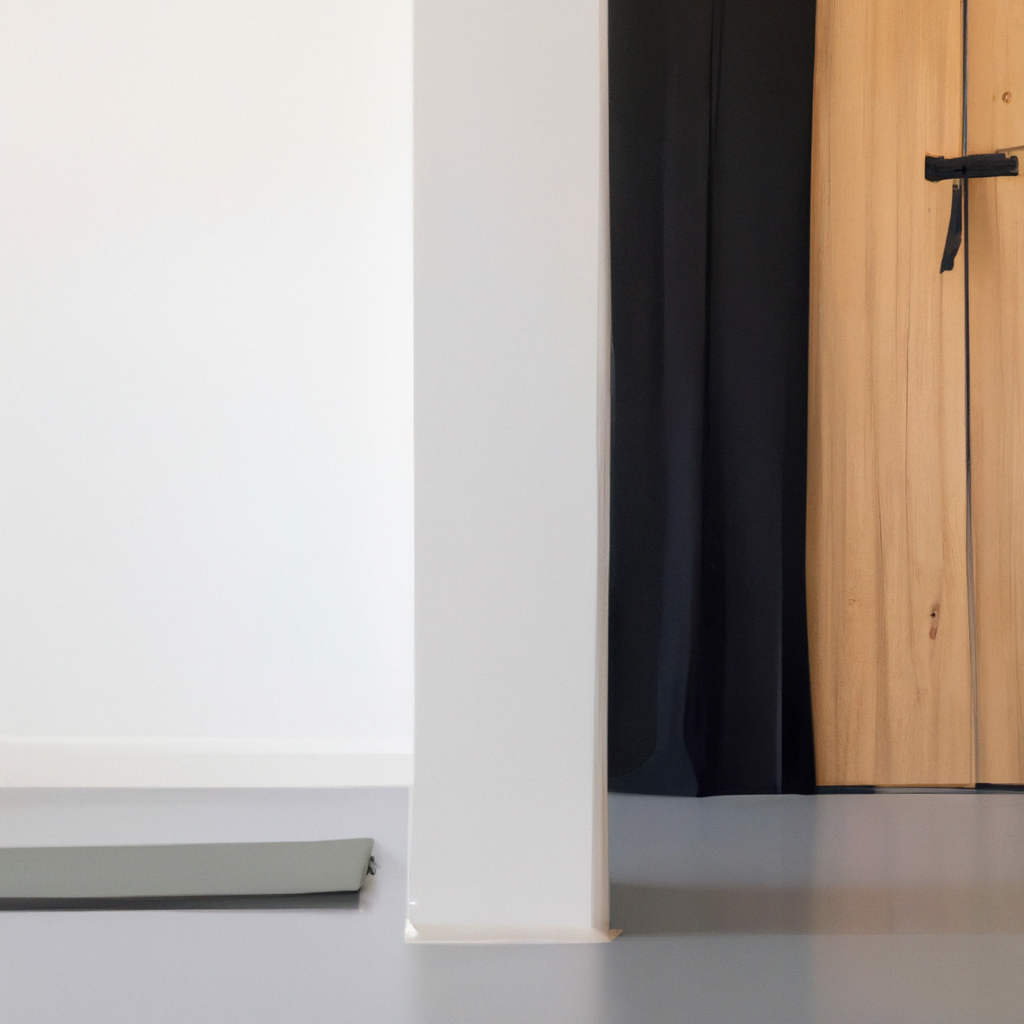 Minimalistische yoga studio in Brussel met hoge contrasten en natuurlijk licht