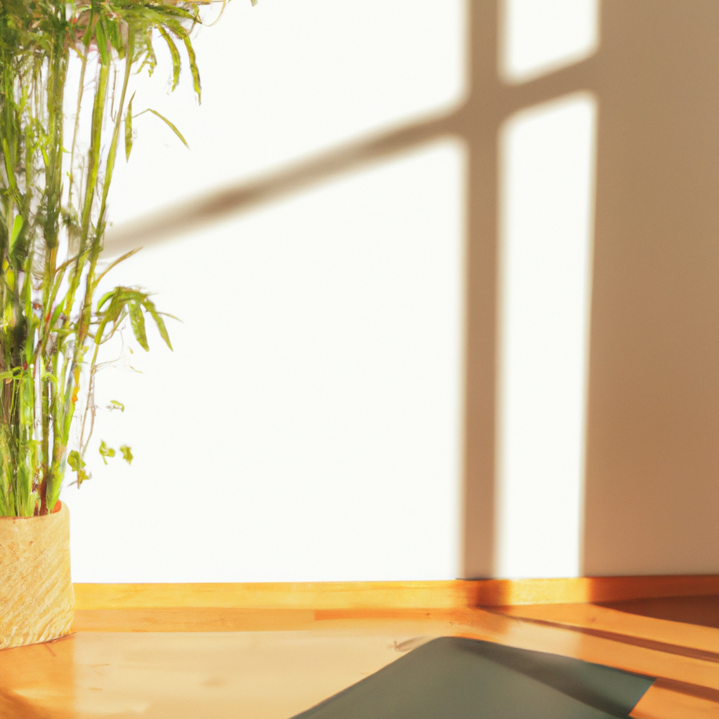 Zaal met yogamatten in ochtendlicht in Brussel